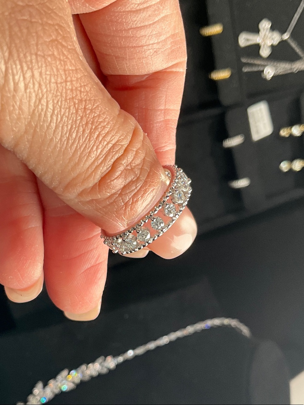 Classic Silver Crystal Eternity Ring - Sparkling White Stones